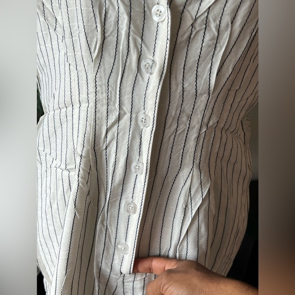 BCBGeneration
Striped Button-Front Romper - Picture 3 of 8